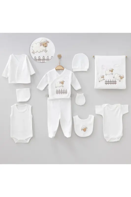 5-Piece Newborn Set (10 PIECE HOSPITAL OUTFIT, PEANUT SWADDLE, CHANGING MAT, BABY CARE SHOULDER AND BACKPACK)-Beige - 2