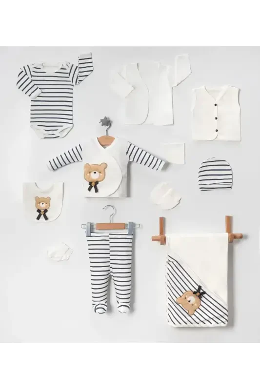 5-Piece Newborn Set (10-PIECE HOSPITAL OUTFIT, PEANUT SWADDLE, CHANGING MAT, BABY CARE SHOULDER AND BACKPACK)-Gray - 2