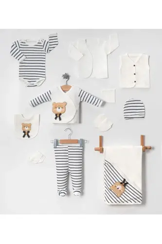 5-Piece Newborn Set (10-PIECE HOSPITAL OUTFIT, PEANUT SWADDLE, CHANGING MAT, BABY CARE SHOULDER AND BACKPACK)-Gray - ALİSS (1)