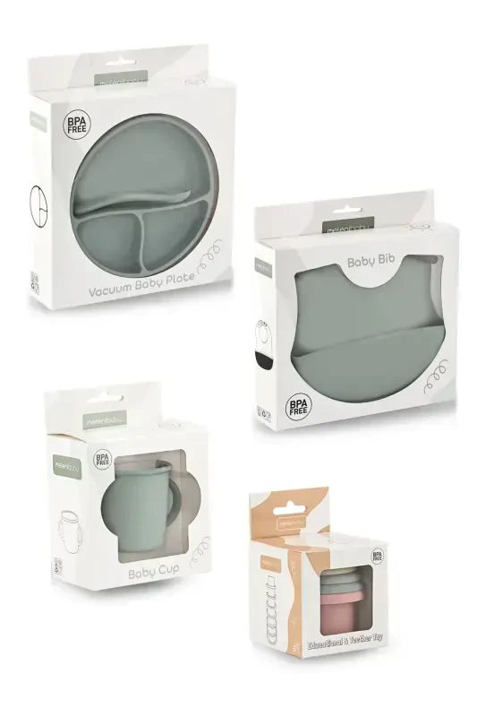 5-Piece Silicone Baby Bib Set, Cup, Vacuum Plate - 6