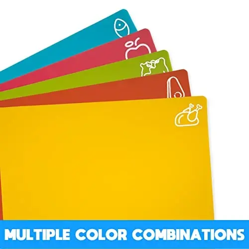 5 Pieces Flexible Cutting Boards, BPA Free Plastic Cutting Boards for Kitchen, Non Slip Cutting Mat for Meat and Vegetables - GOODLUCK (1)