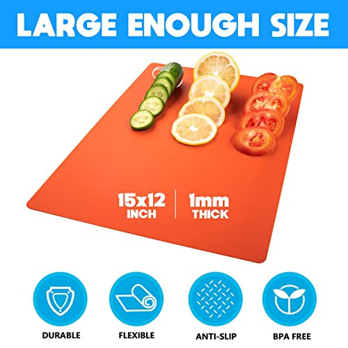 5 Pieces Flexible Cutting Boards, BPA Free Plastic Cutting Boards for Kitchen, Non Slip Cutting Mat for Meat and Vegetables - 2