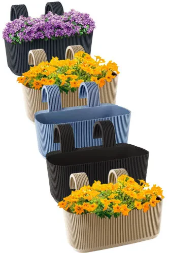 5 Pieces Karasu Plastic Pera Hanging Balcony Pots (PLASTIC CLAMPED) - TEMMUZ HOME