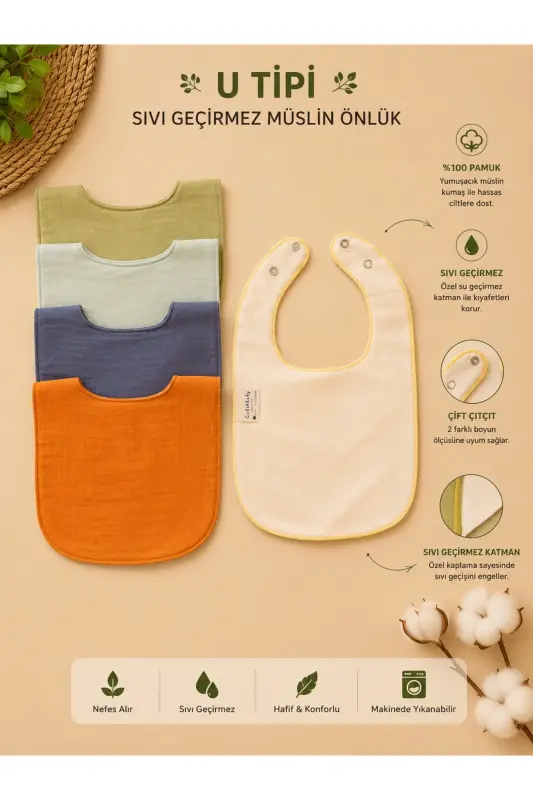 5-ply Waterproof Double Layer Muslin Bib & Drool - 3