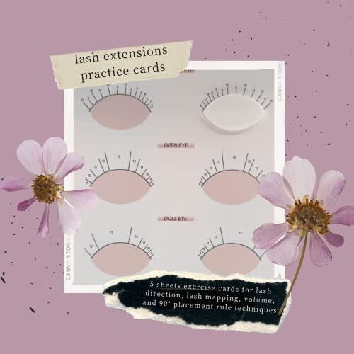 5 Sheets Lash Mapping Exercise Cards for Eyelash Beginners Lash Extension Supplies (B) - 5