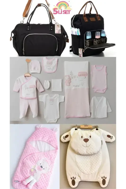 5-ти предметный родильный комплект (10 ПРЕДМЕТОВ, ВЫПИСКА ИЗ РОДДОМА, ПЕЛЕНКА-КОКОН, ПЕЛЕНАЛЬНЫЙ КОВРИК, СУМКА ДЛЯ ПРИНАДЛЕЖНОСТЕЙ НА ПЛЕЧО И СПИНУ) - Черный - 1