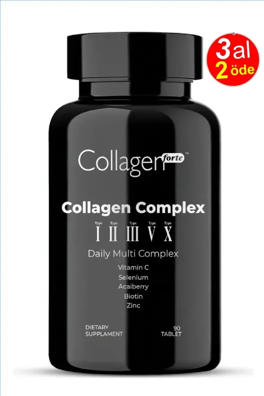 5 Tip Kolajen Complex Tip 1,2,3,5 Ve Tip 10 Biotin, Çinko, Selenyum, Vitamin C & Açai, 90 Tablet - 1