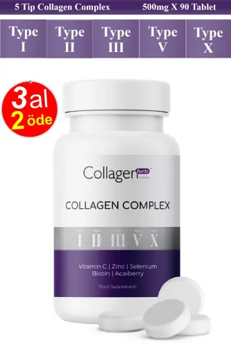 5 Tip Kolajen Complex Tip 1,2,3,5 Ve Tip 10 Biotin, Çinko, Selenyum, C Vitamini & Açai, 90 Tablet - 8