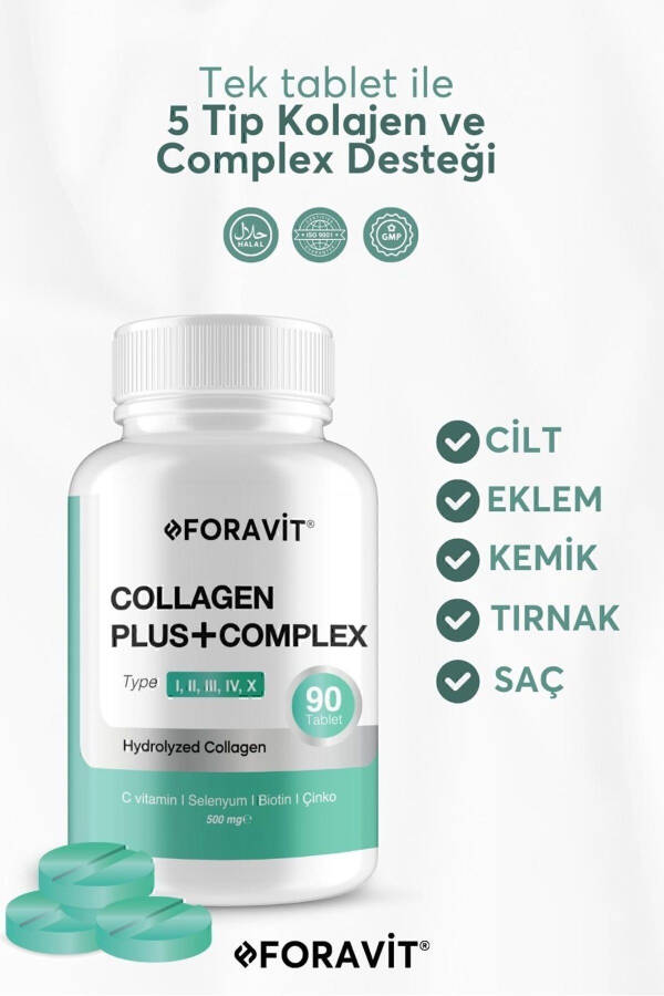 5 Tip Kolajen Tip 1, Tip 2, Tip 3, Tip 5 ,tip 10, ( Selenyum , C Vitamini Ve Çinko ) 90 Tablet - 1