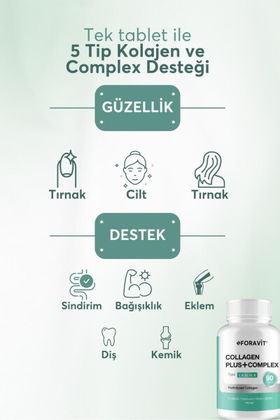 5 turdagi kollagen (1-tur, 2-tur, 3-tur, 5-tur, 10-tur), (selen, S vitamini va rux) 90 tablet - 6