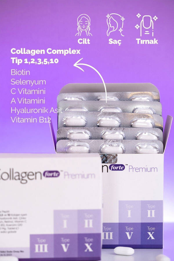 5 Turdagi Premium Kollagen 90 Tabletka X 1500mg Biotin & Multivitamin - 2