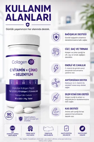 5 Type Collagen Type 1, Type 2, Type 3, Type 5, Type 10, (Selenium, Vitamin C and Zinc) 90 Tablets - 7