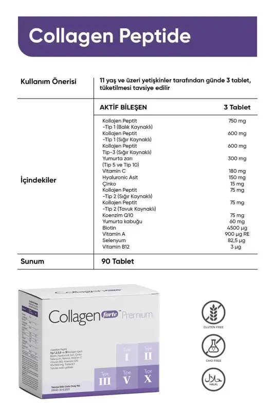 5 Type Premium Collagen 90 Tablets X 1500mg Biotin & Multivitamin - 1