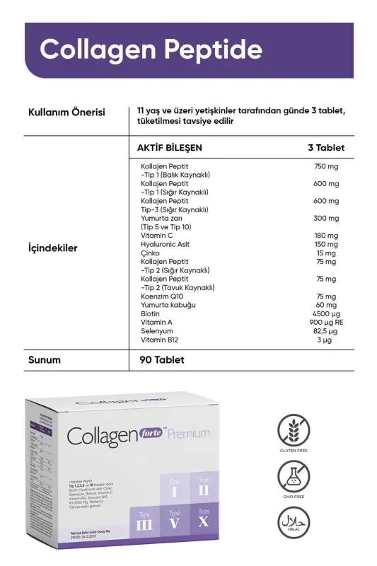 5 Type Premium Collagen 90 Tablets X 1500mg Biotin & Multivitamin - 1
