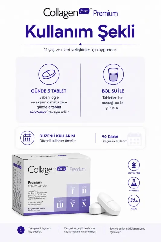 5 Type Premium Collagen 90 Tablets X 1500mg Biotin & Multivitamin - 4