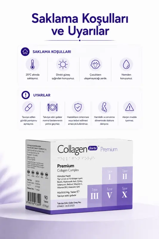 5 Type Premium Collagen 90 Tablets X 1500mg Biotin & Multivitamin - 5