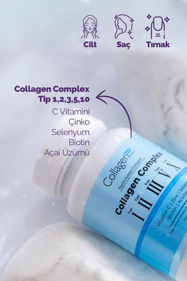 5 Types Collagen Complex, Type 1,2,3, Type 5 and Type 10, Biotin, Vitamin C, Zinc & Selenium 90 Tablets - 8