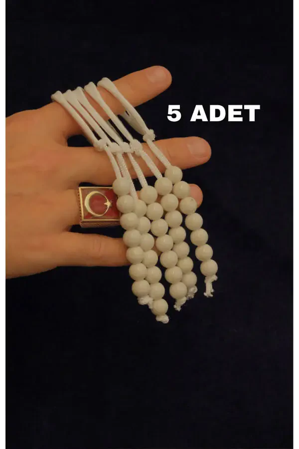 5 White Tawaf Prayer Beads - 1