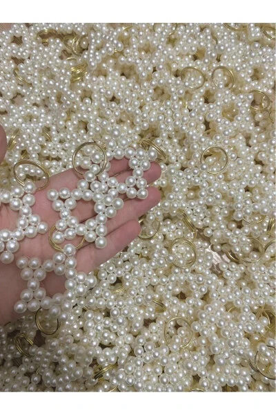 50 Adet Beyaz Inci Yıldız Anahtarlık Düğün,nişan, Bride To Be, Doğum Günü - Zincirli Değil - EMTORY HOME