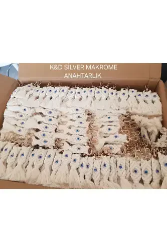 Makrome Anahtarlık 50 Adet Konsept Hediyelik Düğün,nişan,kına,sünnet Mevlid, - K&D SİLVER (1)