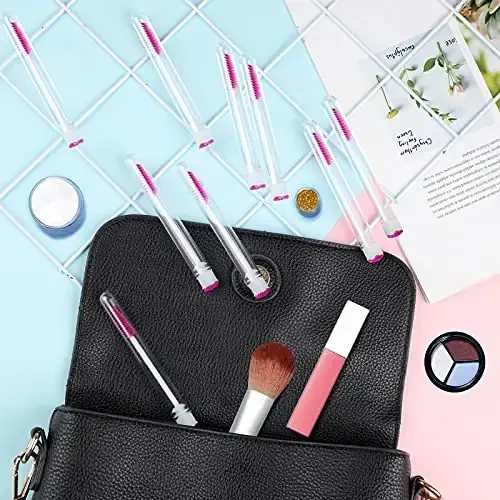 Dming 50 Piece Disposable Mascara Brushes Eyelash Extension Brush Diamond Mascara Wands with Tube Spoolies Lash Brush Makeup Tool Lash Extension Supplies (Scale D Pink 50) - 5