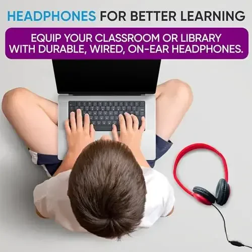 50 Pack Bulk Wired On-Ear Leather Headphones with 3.5mm Connector and Remote Control for Volume, Multi - 7