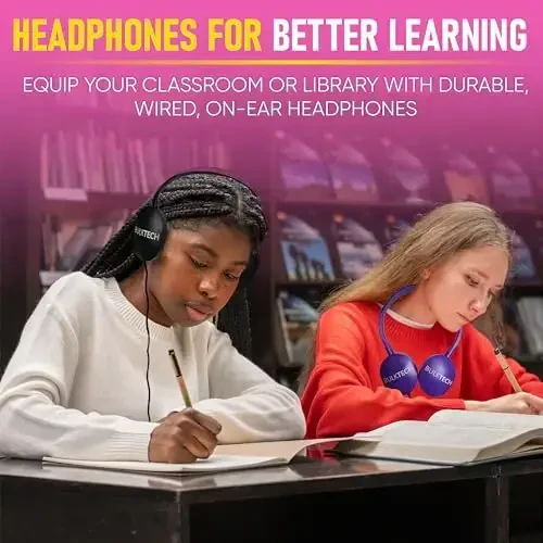 50 Pack Bulk Wired On-Ear Rubber Headphones with 3.5mm Connector, Multi - 4