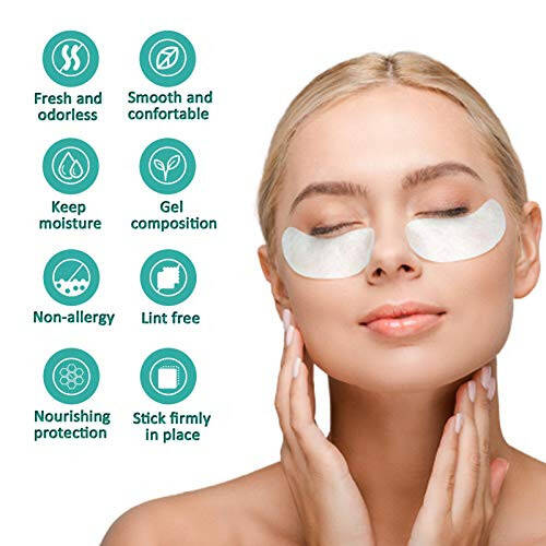 50 Pairs Set Under Eye Pads, Eyelash Extension Gel Patches, Lash Extension Lint Free Under Hydrogel Eye Mask Pads Beauty Tool. (Pink) - 7