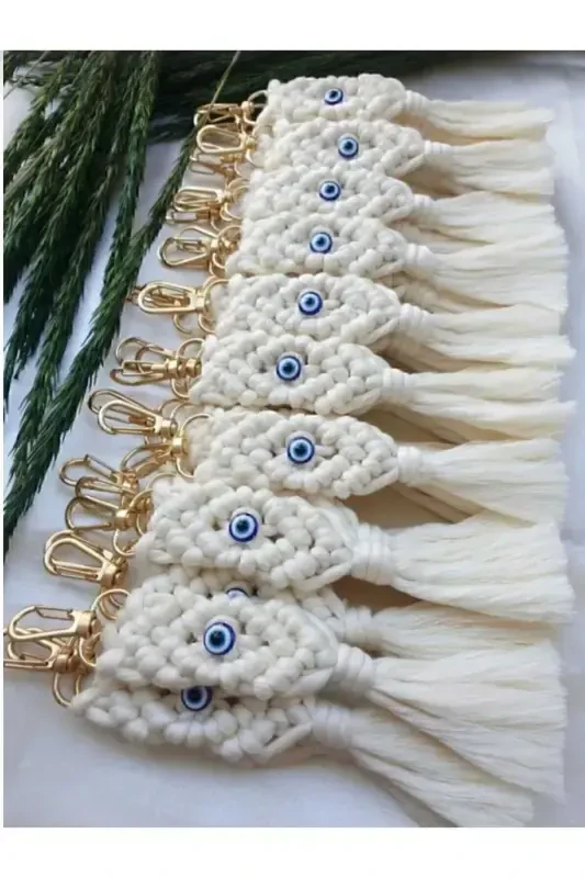 50 Pieces Macrame Keychain Concept, Wedding Engagement Henna Wedding Circumcision Gift - 1
