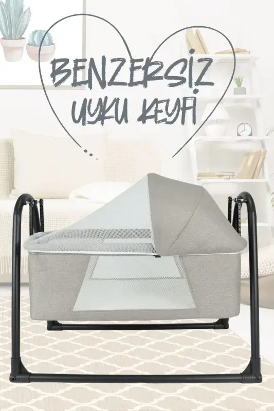 50 x 70 Rocking Portable Crib with Mosquito Net Beside Mother Bed Open Gray Grey Beside Mother Bed 9 - 25 kg 2 Years S-gray - 5