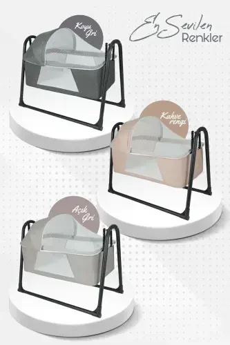 50 x 70 Rocking Portable Crib with Mosquito Net Beside Mother Bed Open Gray Grey Beside Mother Bed 9 - 25 kg 2 Years S-gray - 7