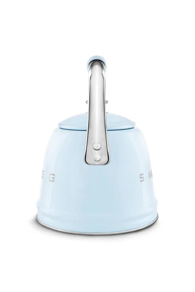 50-yillarda uslubdagi pastel ko'k rangli pechka ustiga qo'yiladigan hushtakli choynak 2,3 litr - 5