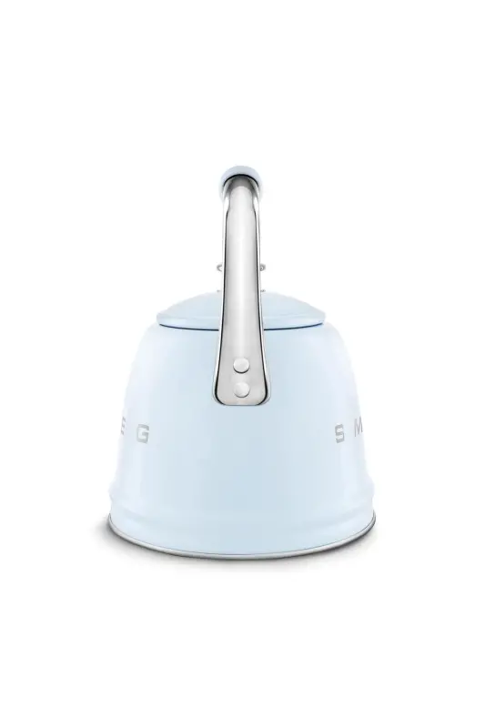 50-yillarda uslubdagi pastel ko'k rangli pechka ustiga qo'yiladigan hushtakli choynak 2,3 litr - 6