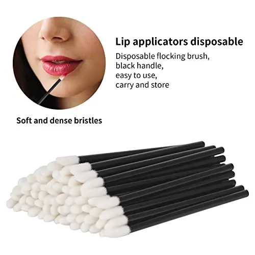 500PCS Lip Wands Applicators Disposable - Vaincre Lip Brush, Lipstick Lint Free Brush Makeup Gloss Wands, Makeup Applicator Beauty Tool Kits Black - 3