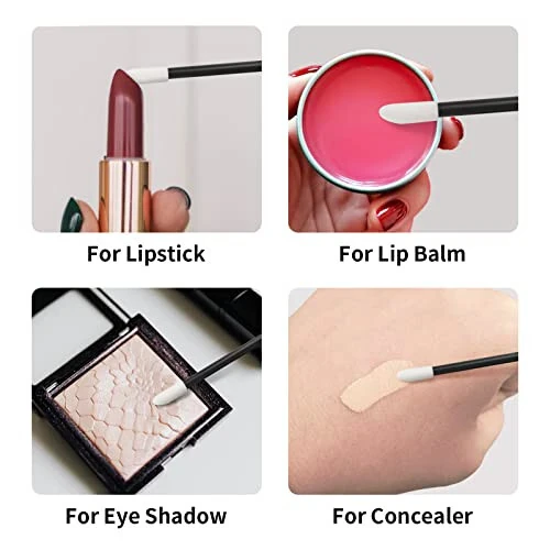 500 dona Lip Wands Applicators Disposable - Vaincre Labzal bo'yash cho'tkasi Labzal yaltiroq Makiyaj Applicator go'zallik vositalari to'plami qora - 7