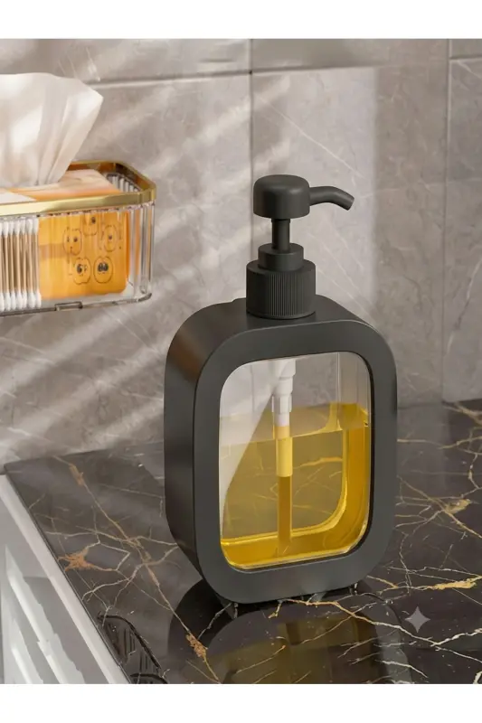 500 ml Countertop Black Bathroom Decorative Kitchen Liquid Soap Dispenser Bathroom Kitchen Detergent Dispenser - Black - ALACARTE