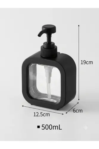 500 ml Countertop Black Bathroom Decorative Kitchen Liquid Soap Dispenser Bathroom Kitchen Detergent Dispenser - Black - 3