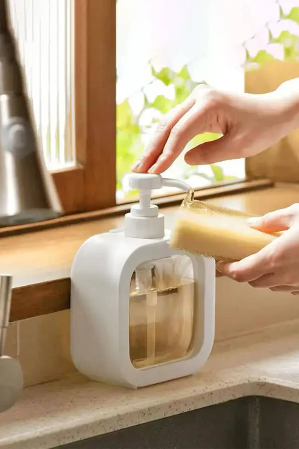 500 ml Tezgah Üstü Beyaz Banyo Dekoratif Mutfak Sıvı Sabunluk Banyo Mutfak Deterjanlık - 1