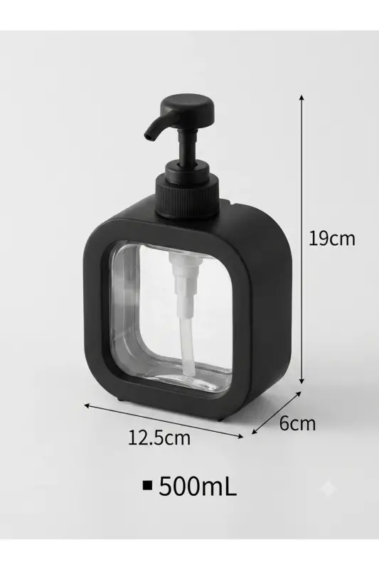 500 ml Tezgah Üstü Siyah Banyo Dekoratif Mutfak Sıvı Sabunluk Banyo Mutfak Deterjanlık - Siyah - 3