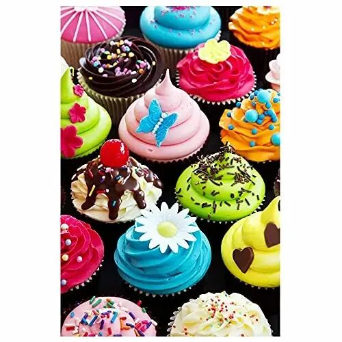 500 Pieces Assorted Cupcake Jigsaw Puzzle for Adults and Kids Big Size Gift Idea (Cupcakes) - 500
