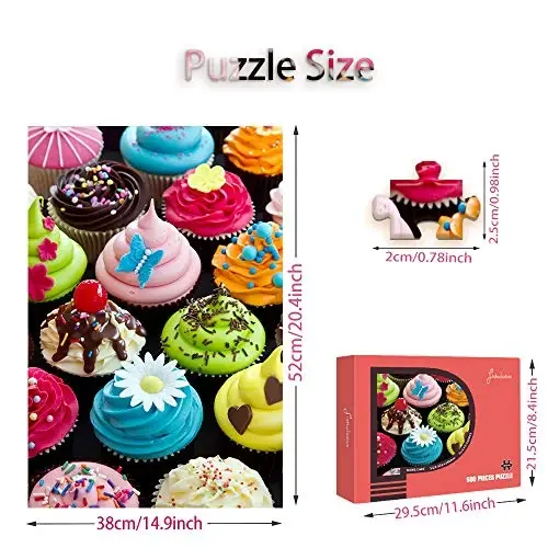 500 Pieces Assorted Cupcake Jigsaw Puzzle for Adults and Kids Big Size Gift Idea (Cupcakes) - 4
