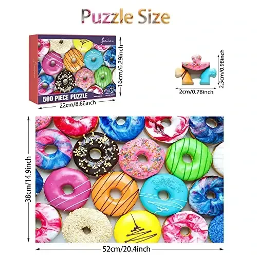 500 Pieces Jigsaw Puzzles Donuts for Adults and Teens and Kids Family Happy Gift Idea New - 2