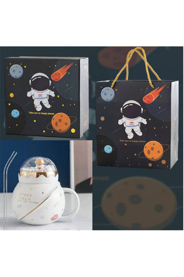 500ml Astronaut Series Creaktif Space Lidded Cup Ceramic Tea Coffee Mug Set for Girls and Boys - 2