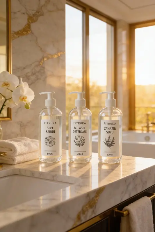 500ML Clear Plastic Bottle Labeled Liquid Soap, Dish Soap, and Bleach - 1