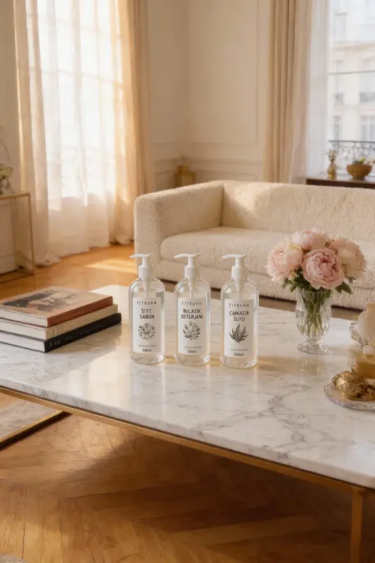 500ML Clear Plastic Bottle Labeled Liquid Soap, Dish Soap, and Bleach - 3