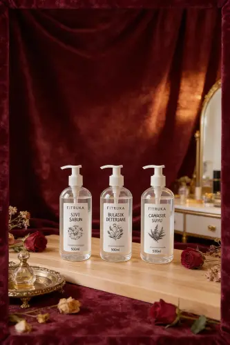 500ML Clear Plastic Bottle Labeled Liquid Soap, Dish Soap, and Bleach - 6