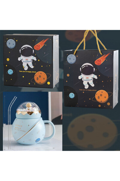 500ml Набор кружек с крышкой для чая и кофе Astronaut Series Creaktif Space из керамики для девочек и мальчиков - 2