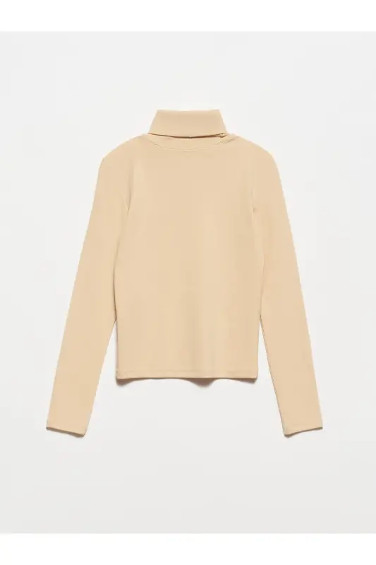 50167 Balıkçı Yaka Bluz-bej-Bej - 2