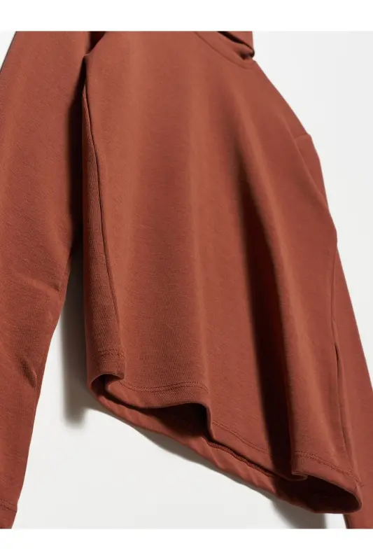 50167 Balıkçı Yaka Bluz-kahve-Kahve - 3