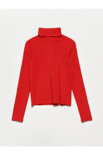 50167 Balıkçı Yaka Bluz-k.kırmızı-K.Kırmızı 